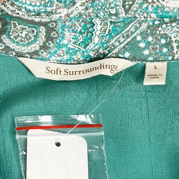 Soft Surroundings Aqua Scroll Design Button Up Dress Adair Dress Size L… - Picture 10 of 14